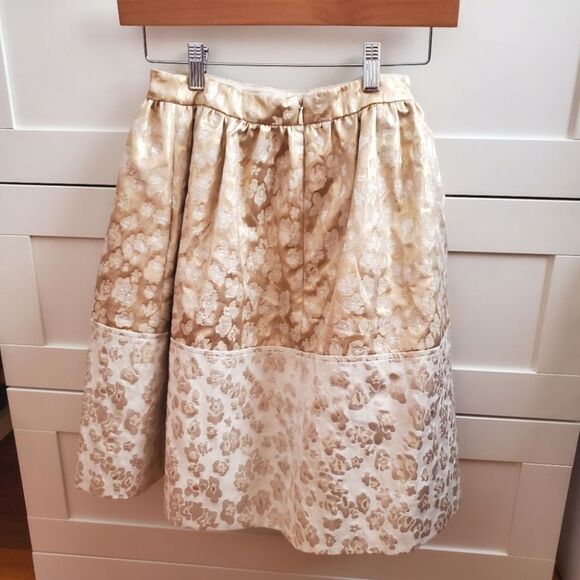 Erin Fetherston Vanilla Gold Floral Skirt Size 0 - Picture 4 of 6